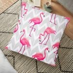 Flamingo Desenli Dijital Baskılı Yer Minderi - 70 x 70 cm Realhomes
