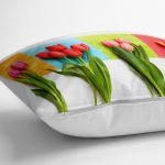 - yerminderi-YER-963-1 - Realhomes  Lale Desenli Dijital Baskılı Dekoratif Yer Minderi - 70 x 70 cm Realhomes