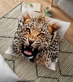 - yerminderi-YER-97 - Realhomes  Leopar Resimli Dijital Baskılı Dekoratif Yer Minderi - 70 x 70 cm Realhomes