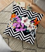 - yerminderi-YER-970 - Realhomes  Çiçek Desen Dijital Baskılı Dekoratif Yer Minderi - 70 x 70 cm Realhomes