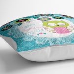 - yerminderi-YER-99-1 - Realhomes  Baykuş Desenli Dijital Baskılı Dekoratif Yer Minderi - 70 x 70 cm Realhomes