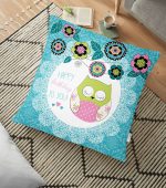 - yerminderi-YER-99 - Realhomes  Baykuş Desenli Dijital Baskılı Dekoratif Yer Minderi - 70 x 70 cm Realhomes