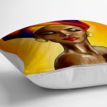 - yerminderi-YER-afrika-kadın-1 - Realhomes  Modern Afrika Women Tasarımlı Dijital Baskılı Dekoratif Yer Minderi - 70 x 70 cm Realhomes