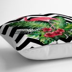 - yerminderi-YER-cokzigfila-1 - Realhomes  Siyah Beyaz Zigzag ve Flamingo Tasarımlı 3D Dekoratif Yer Minderi - 70 x 70 cm Realhomes