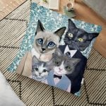 Siyah Beyaz Ogea Tasarımlı Dijital Baskılı Dekoratif Yer Minderi - 70 x 70 cm Realhomes