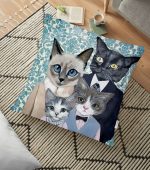 Modern Tasarım Kedi Ailesi Dijital Baskılı Dekoratif Kedi & Hayvan Minderi - 70 x 70 cm Realhomes
