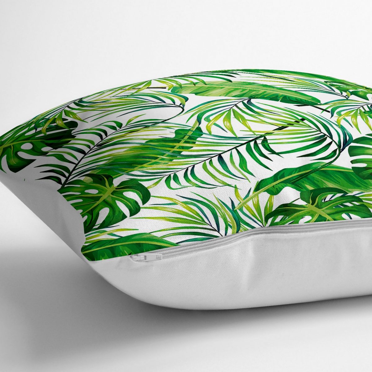 Modern Yeşil Yapraklar Tasarımlı Dijital Baskılı Dekoratif Yer Minderi - 70 x 70 cm Realhomes
