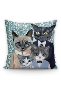 Kedi Ailesi Desenli Yastık Kırlent Kılıfı Realhomes