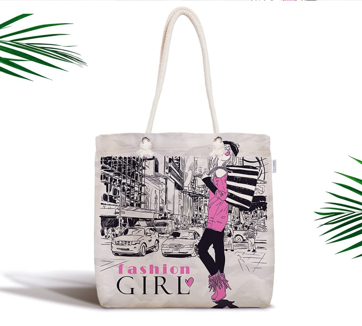 Fashion Girl Özel Tasarımlı Dijital Baskılı Fermuarlı Kumaş Çanta Realhomes