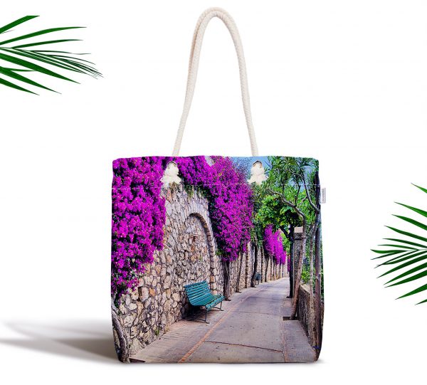 - kumas-canta-10 - Realhomes  Mor Sarmaşık Desenli Dijital Baskılı Fermuarlı Modern Kumaş Çanta Realhomes