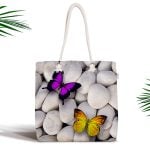 Baykuş Desenli Dijital Baskılı Fermuarlı Modern Kumaş Çanta Realhomes