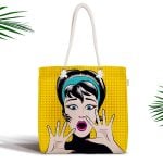 Pop Art Desenli Dijital Baskılı Modern Fermuarlı Kumaş Çanta Realhomes