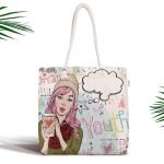 Pop Art Dijital Baskılı Fermuarlı Modern Kumaş Çanta Realhomes