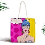 Pop Art Desenli Dijital Baskılı Modern Fermuarlı Kumaş Çanta Realhomes