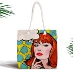 Pop Art Dijital Baskılı Fermuarlı Modern Kumaş Çanta Realhomes