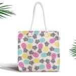 Vazo Çiçek Desenli Dijital Baskılı Fermuarlı Kumaş Çanta Realhomes