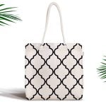 Siyah Çizgili Kaktüs Motifli Dijital Baskılı Fermuarlı Kumaş Çanta Realhomes