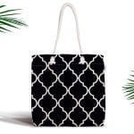 Siyah Çizgili Kaktüs Motifli Dijital Baskılı Fermuarlı Kumaş Çanta Realhomes