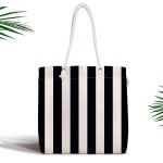 Siyah Beyaz Ekose Desenli Fermuarlı Modern Kumaş Çanta Realhomes