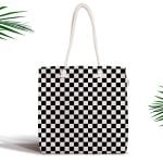 Siyah Beyaz Ananas Baskılı Fermuarlı Modern Kumaş Çanta Realhomes