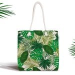 Siyah Zemin Yapraklar Özel Tasarım Fermuarlı Kumaş Çanta Realhomes