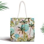 Siyah Zemin Yapraklar Özel Tasarım Fermuarlı Kumaş Çanta Realhomes