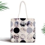 Mavi Temalı Geometrik Şekilli Fermuarlı Modern Kumaş Çanta Realhomes