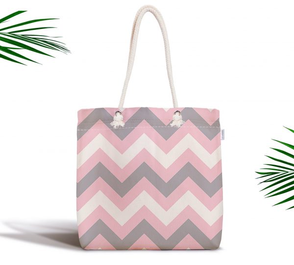 - kumas-canta-2174 - Realhomes  Renkli Zigzag Desenli Dijital Baskılı Fermuarlı Kumaş Çanta Realhomes