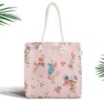 Gri Zeminli Ağaç Temalı Dijital Baskılı Fermuarlı Kumaş Çanta Realhomes