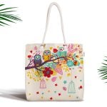 Mavi Kuş Desen Dijital Baskılı Fermuarlı Modern Kumaş Çanta Realhomes