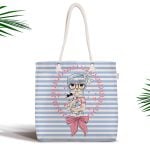 Damalı Fashion Girl Dijital Baskılı Fermuarlı Kumaş Çanta Realhomes