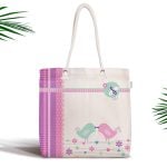 Krem Zeminli Kuş Desenli Dijital Baskılı Fermuarlı Kumaş Çanta Realhomes