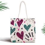 Puanlı Palmiye Desenli Fermuarlı Modern Kumaş Çanta Realhomes