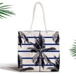 Ananas ve Palmiye Yaprakları Fermuarlı Modern Kumaş Çanta Realhomes