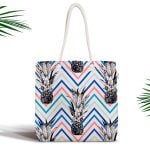 Ananas ve Palmiye Yaprakları Fermuarlı Modern Kumaş Çanta Realhomes