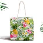 Gül Demeti Desenli Dijital Baskılı Fermuarlı Kumaş Çanta Realhomes