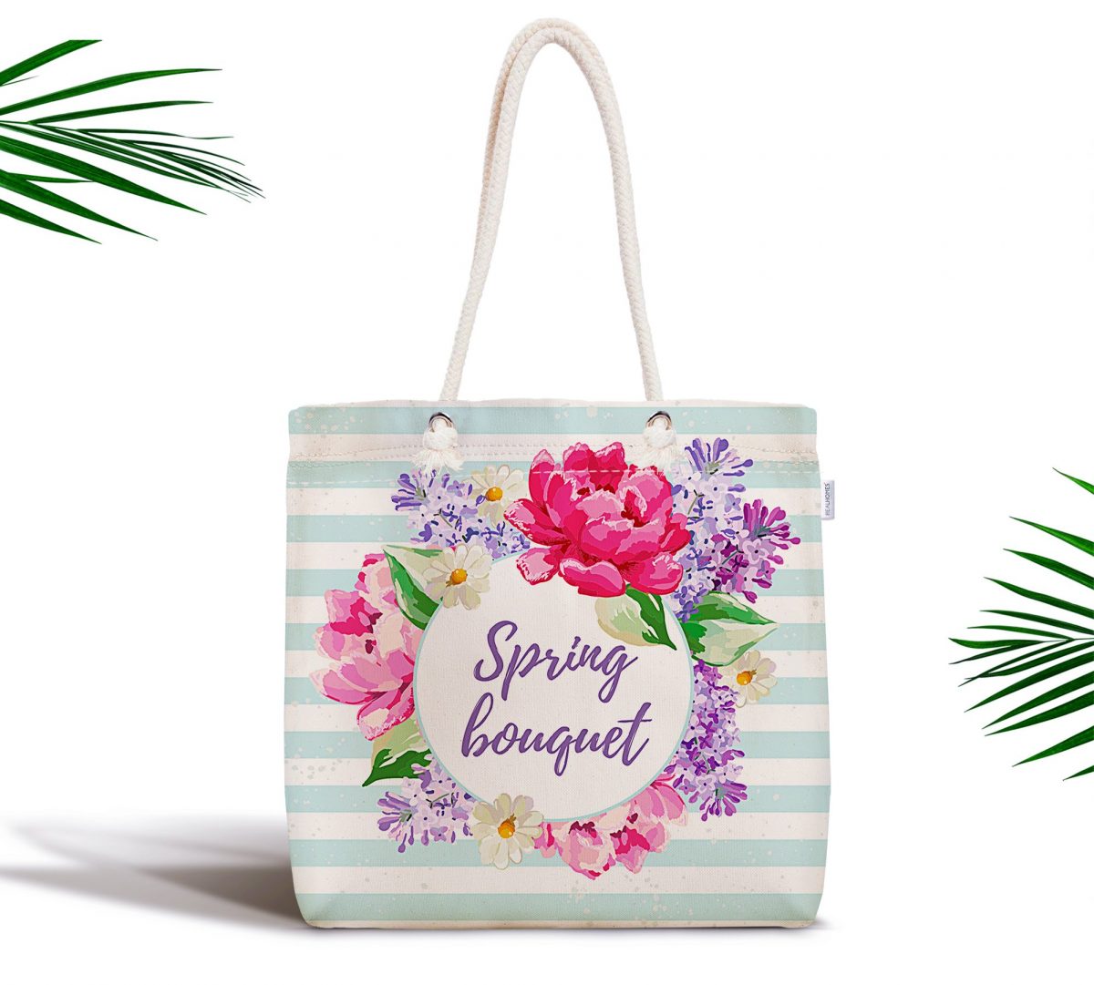 Spring Bouquet Temalı Modern Dijital Baskılı Fermuarlı Kumaş Çanta Realhomes