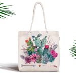 Lila Renk Demet Zambak Motifli Fermuarlı Modern Kumaş Çanta Realhomes