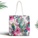 Ok Motifli Çöl Bitkisi Desenli Fermuarlı Modern Kumaş Çanta Realhomes