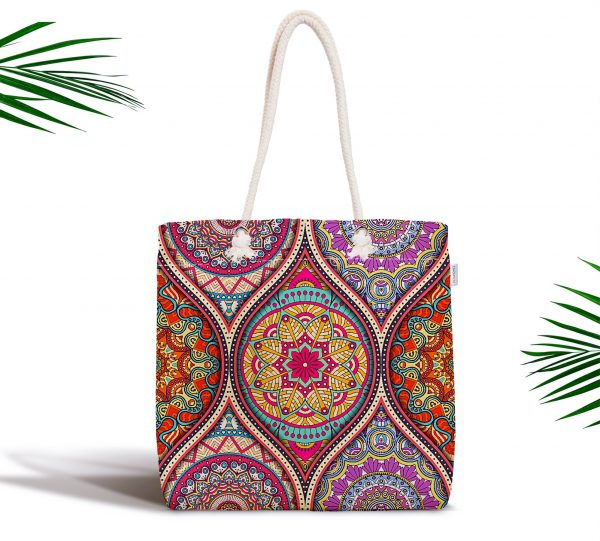 - kumas-canta-2403 - Realhomes  Sarmal Daire Desenli Çini Motifli Dijital Baskılı Fermuarlı Kumaş Çanta Realhomes