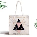 Pudra Beyaz Yatay Temalı Dijital Baskılı Fermuarlı Kumaş Çanta Realhomes