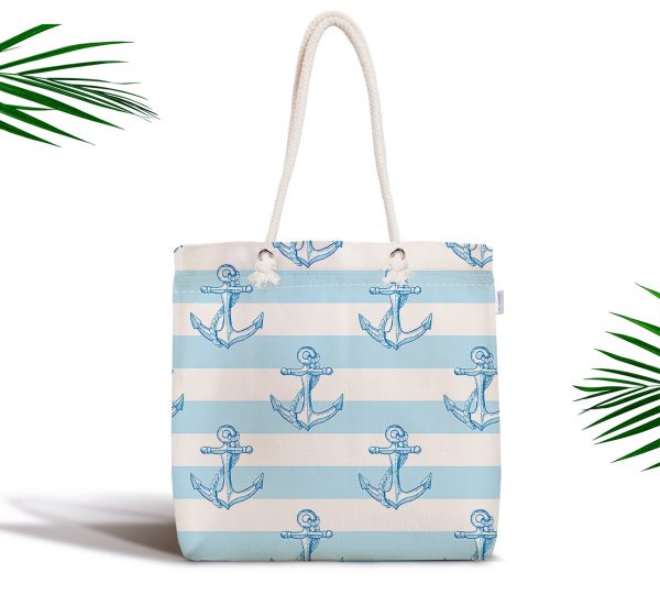 - kumas-canta-2423 - Realhomes  Mavi Beyaz Denizci Dijital Baskılı Fermuarlı Kumaş Çanta Realhomes