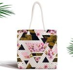 Nilüfer Temalı Zigzag Desenli Dijital Baskılı Fermuarlı Kumaş Çanta Realhomes