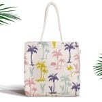 Ekosa Desenli Geometrik Şekiller Dijital Baskılı Fermuarlı Kumaş Çanta Realhomes