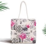 Martı Desenli Flamingo Temalı Dijital Baskılı Fermuarlı Kumaş Çanta Realhomes