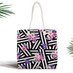 Hava Durumu Temalı Bal Peteği Motifli Dijital Baskılı Fermuarlı Kumaş Çanta Realhomes