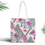 Hava Durumu Temalı Bal Peteği Motifli Dijital Baskılı Fermuarlı Kumaş Çanta Realhomes