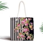 Zigzag Zebra Temalı Gül Motifli Fermuarlı Kumaş Çanta Realhomes