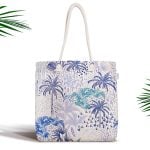 Sümbül Desenli Yatay Çizgili Fermuarlı Kumaş Çanta Realhomes