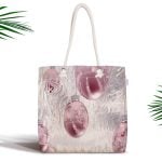 Pembe Zeminli Yılbaşı Konseptli Desenli Fermuarlı Kumaş Çanta Realhomes